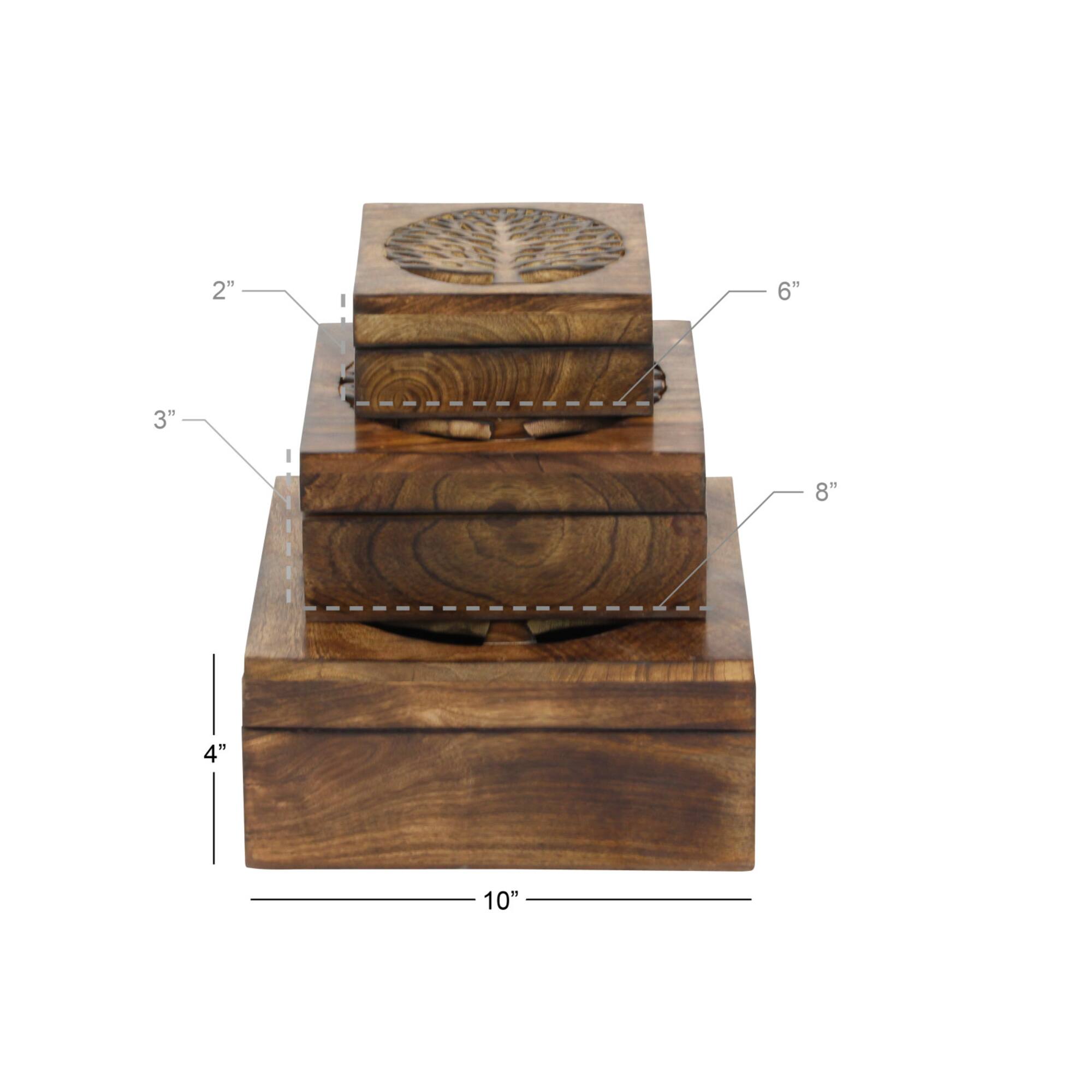 Brown Mango Wood Natural Box Set